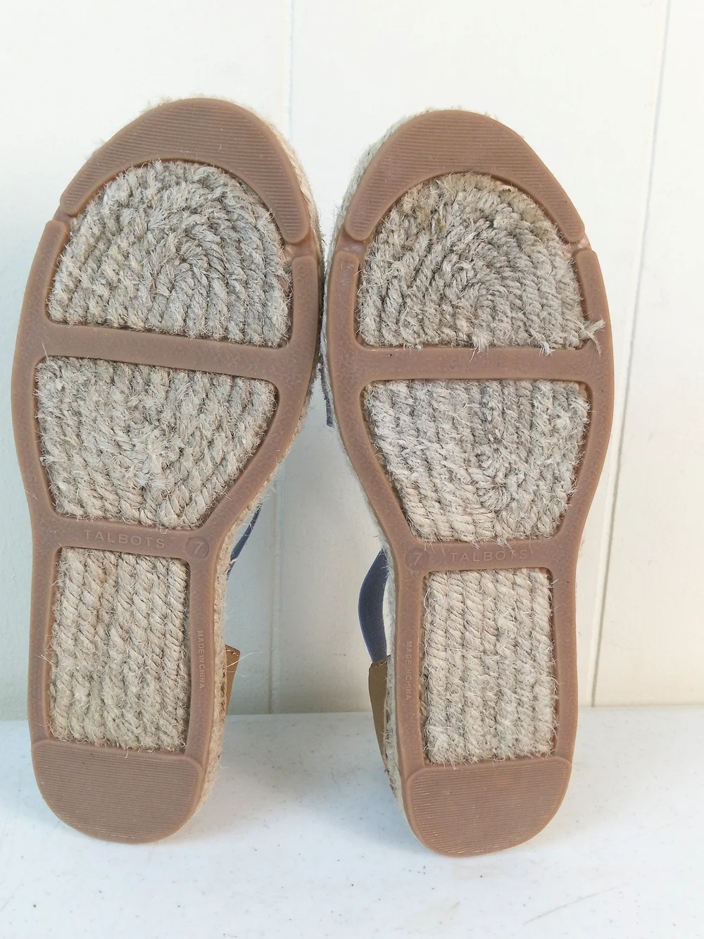 Talbots Women's Blue Striped Espadrille Sandals Size 7 Slip On